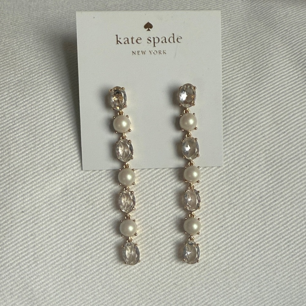 Kate Spade Gold and Crystal Pearl Earrings